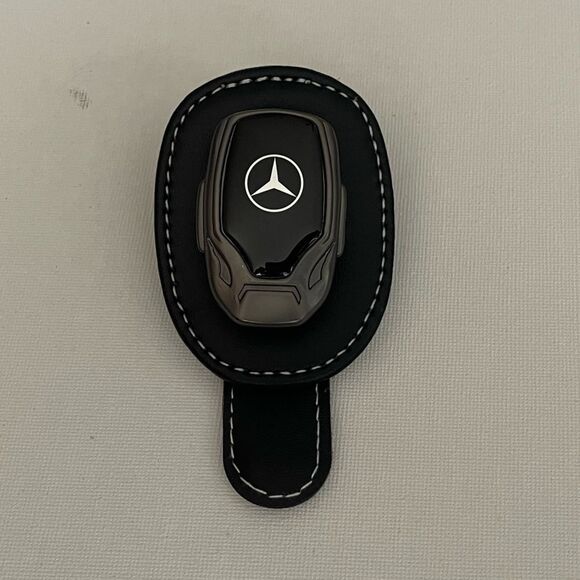 Mercedes Benz Sunglass Holder for Car with Logo Black PU Leather NWT - Picture 1 of 10